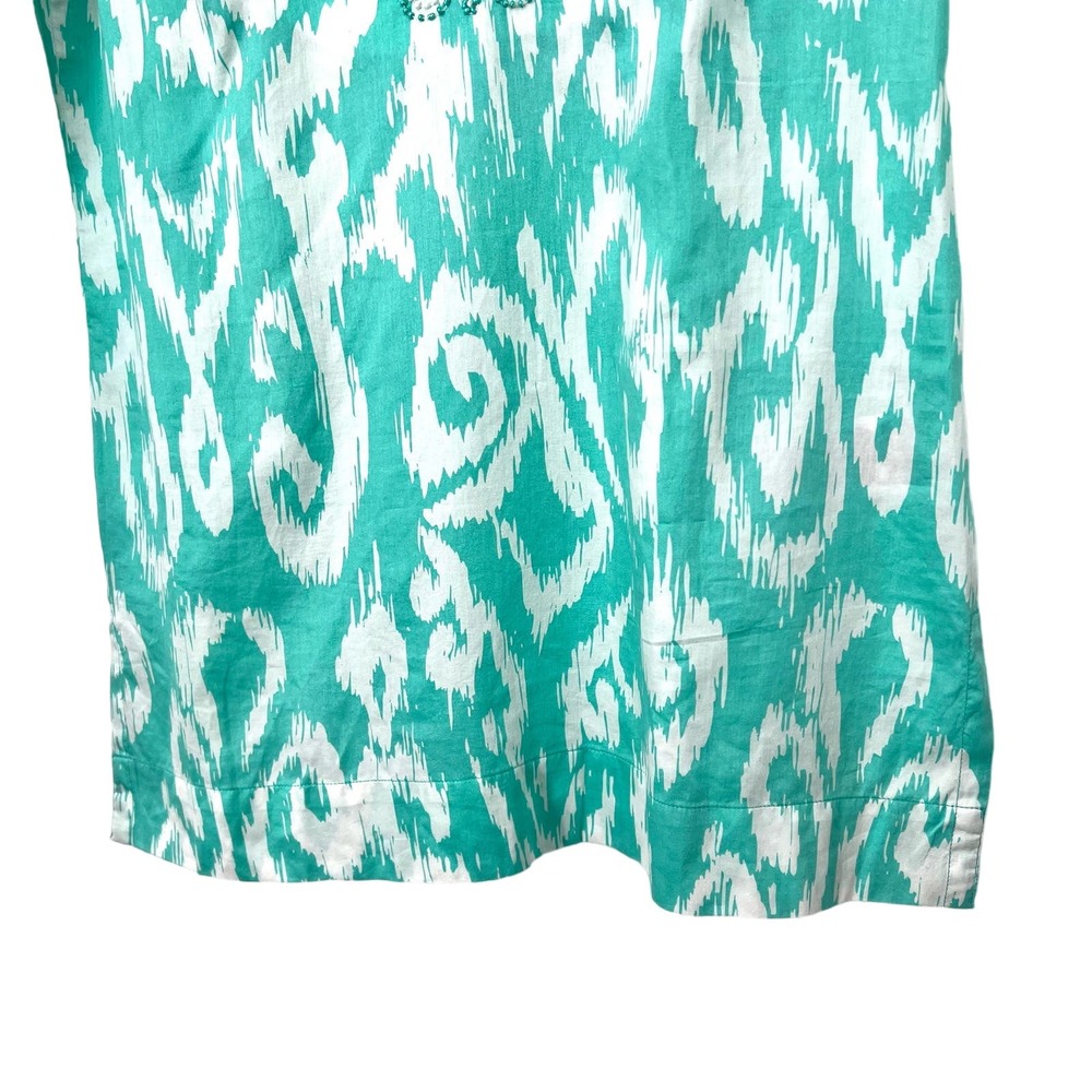 Brooks Brothers 346 Womens Sz XS Teal Green Beaded Tropical Blouse Shirt Top - Picture 7 of 10
